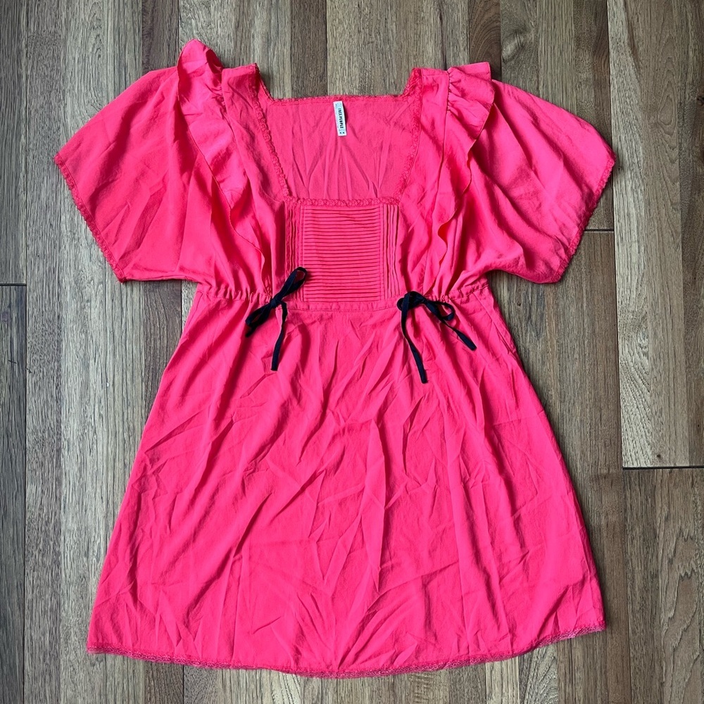 Free People Baby Doll Slip Dress Blouse‎ Pink Women’s Sz M Coquette Y2K Boho